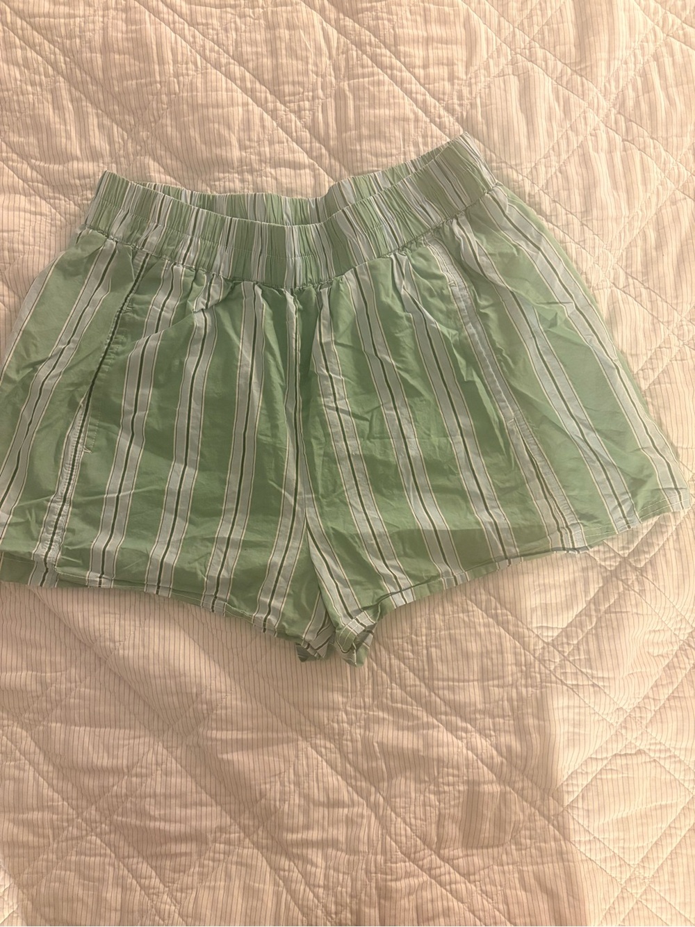 Women’s Mint Green Striped Lounge Shorts